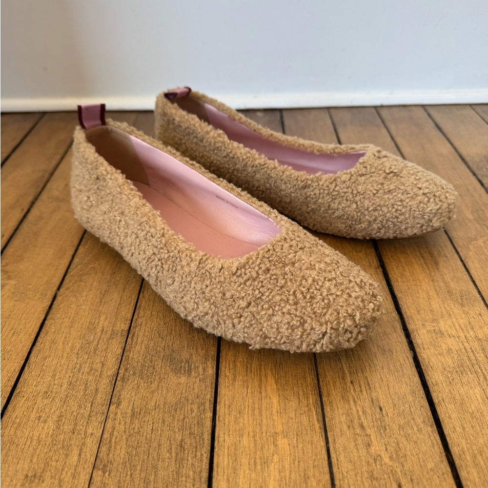 Scotch & Soda Mira Camel Teddy Sherpa Fur Ballet Flats 39 / 8.5